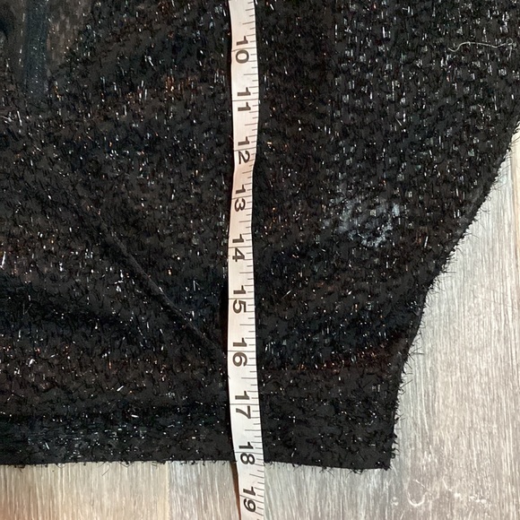 Lulus Black Metallic Crop Top Balloon Sleeves - Picture 8 of 8